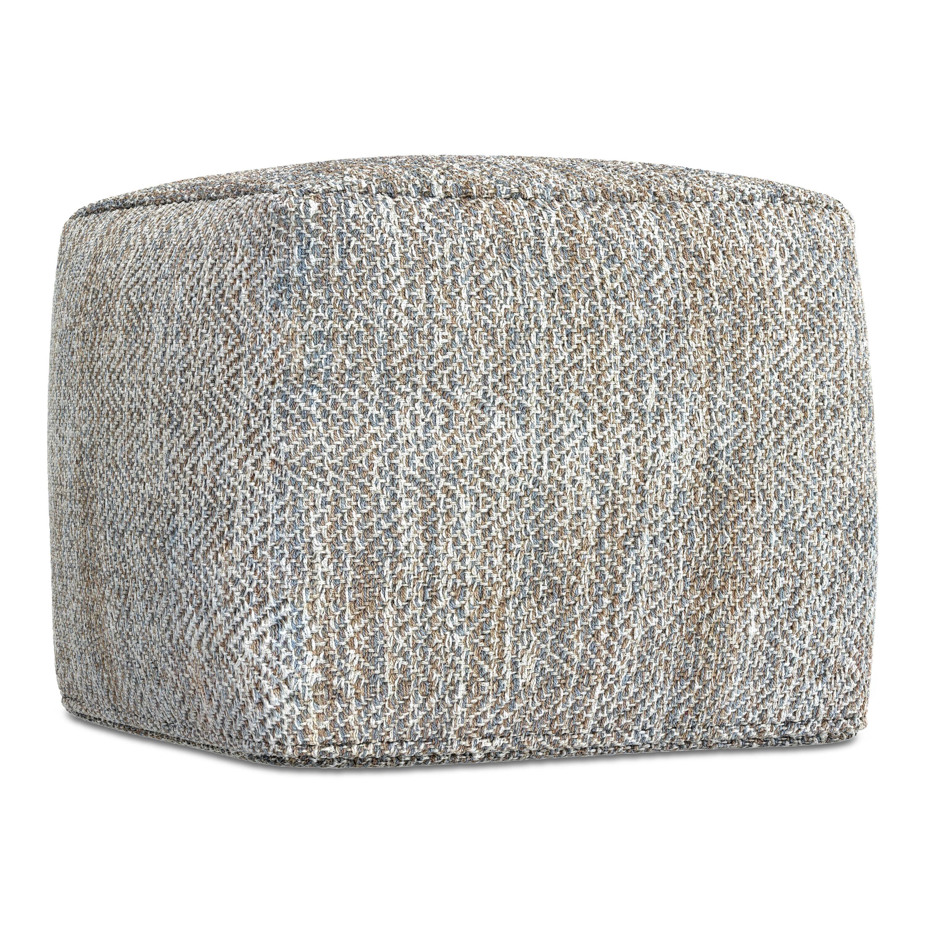 Alt View 1. Simpli Home - Nate 18 inch Wide Boho Square Pouf in Grey Mélange Cotton - Grey Melange.
