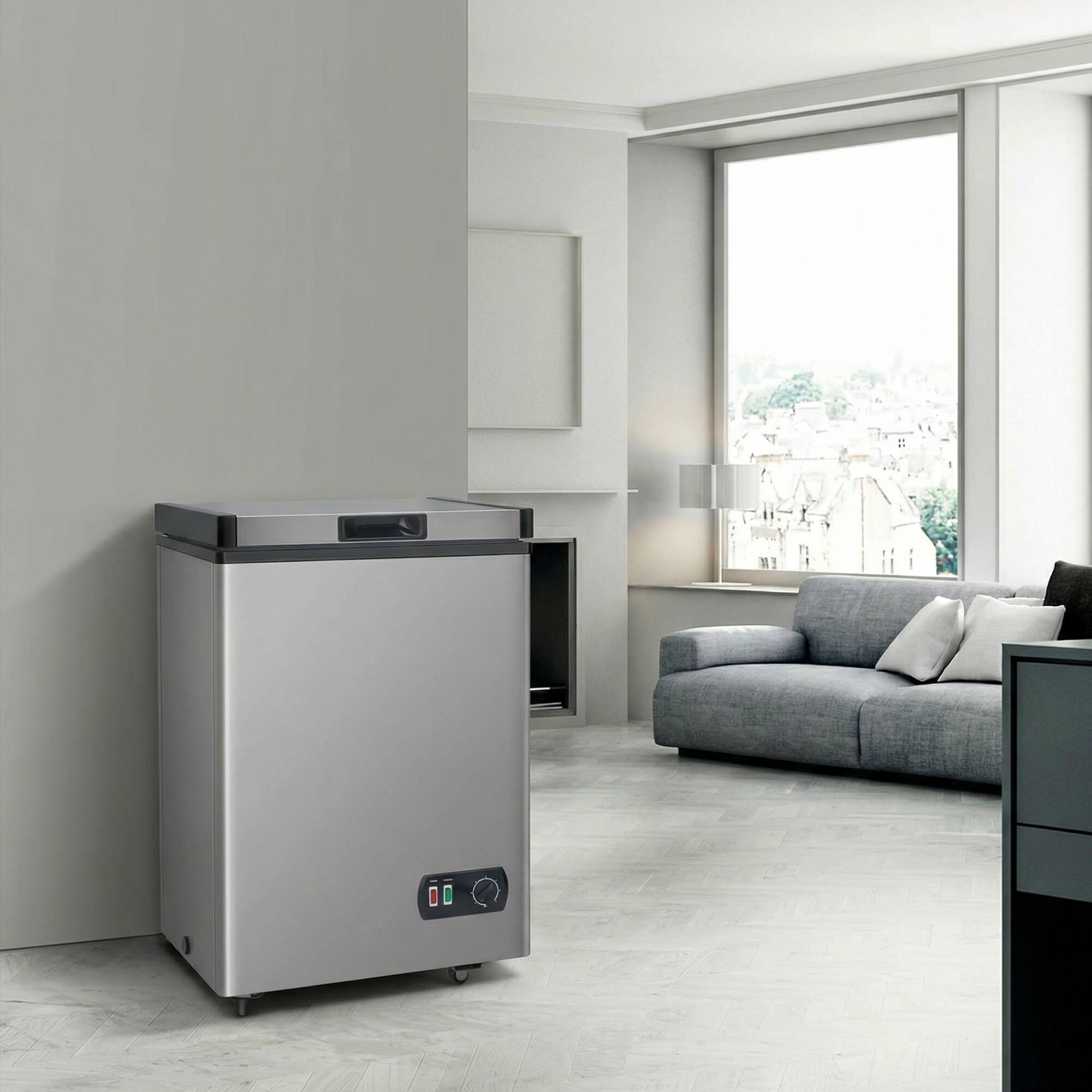 Angle. Vaczon - 4.2 Cu. Ft. Chest Freezer for Home Apartment Adjustable Thermostat, -24°C to -12°C Fast Freezing Low Energy Consumption - Gray.