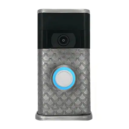 Front. Michael Healy - Scales Video Doorbell Cover (Ring 2nd Gen) - Antique Pewter.