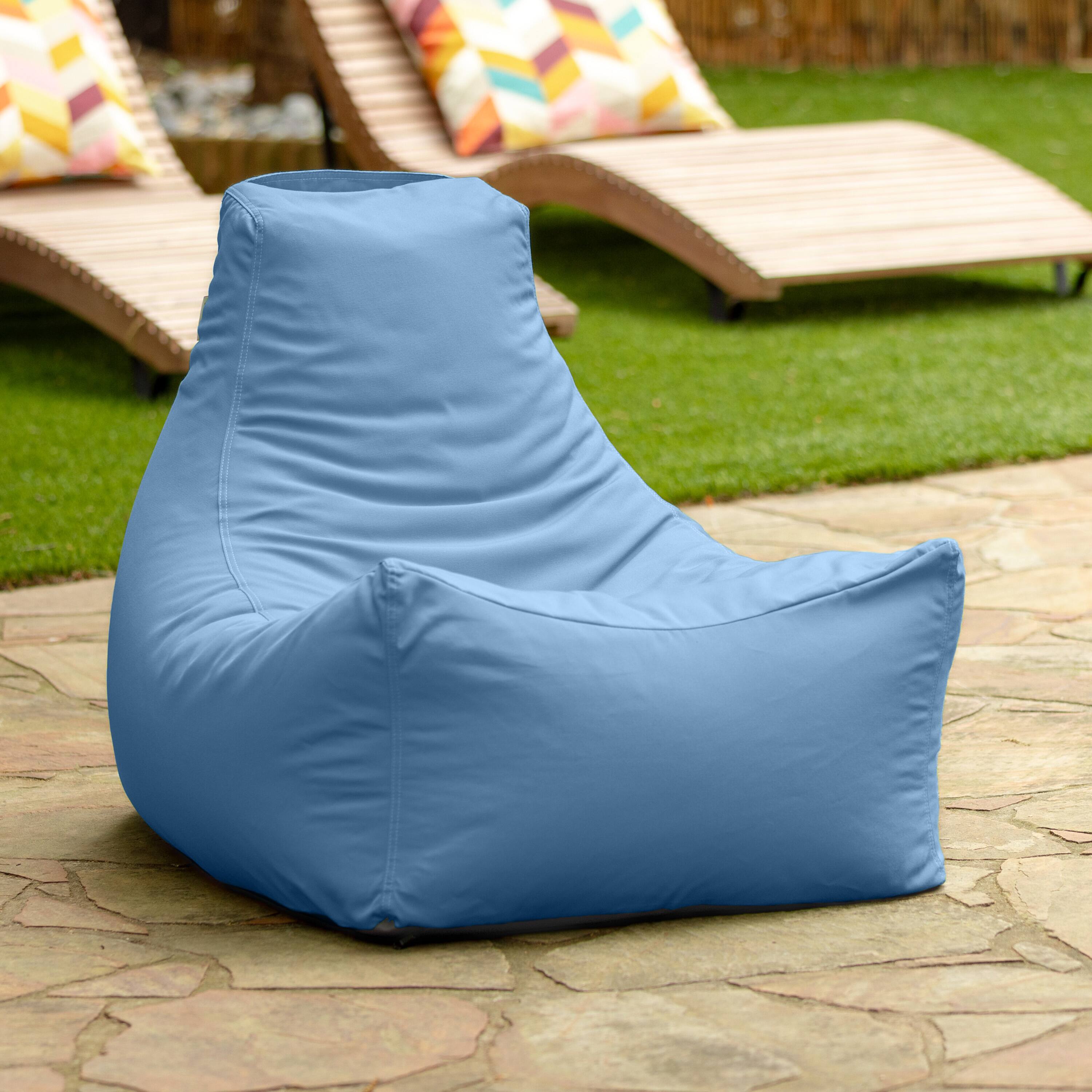 Left. Jaxx - Jaxx Juniper Outdoor Bean Bag Patio Chair & Poolside Lounge, Ocean Blue - Ocean Blue.