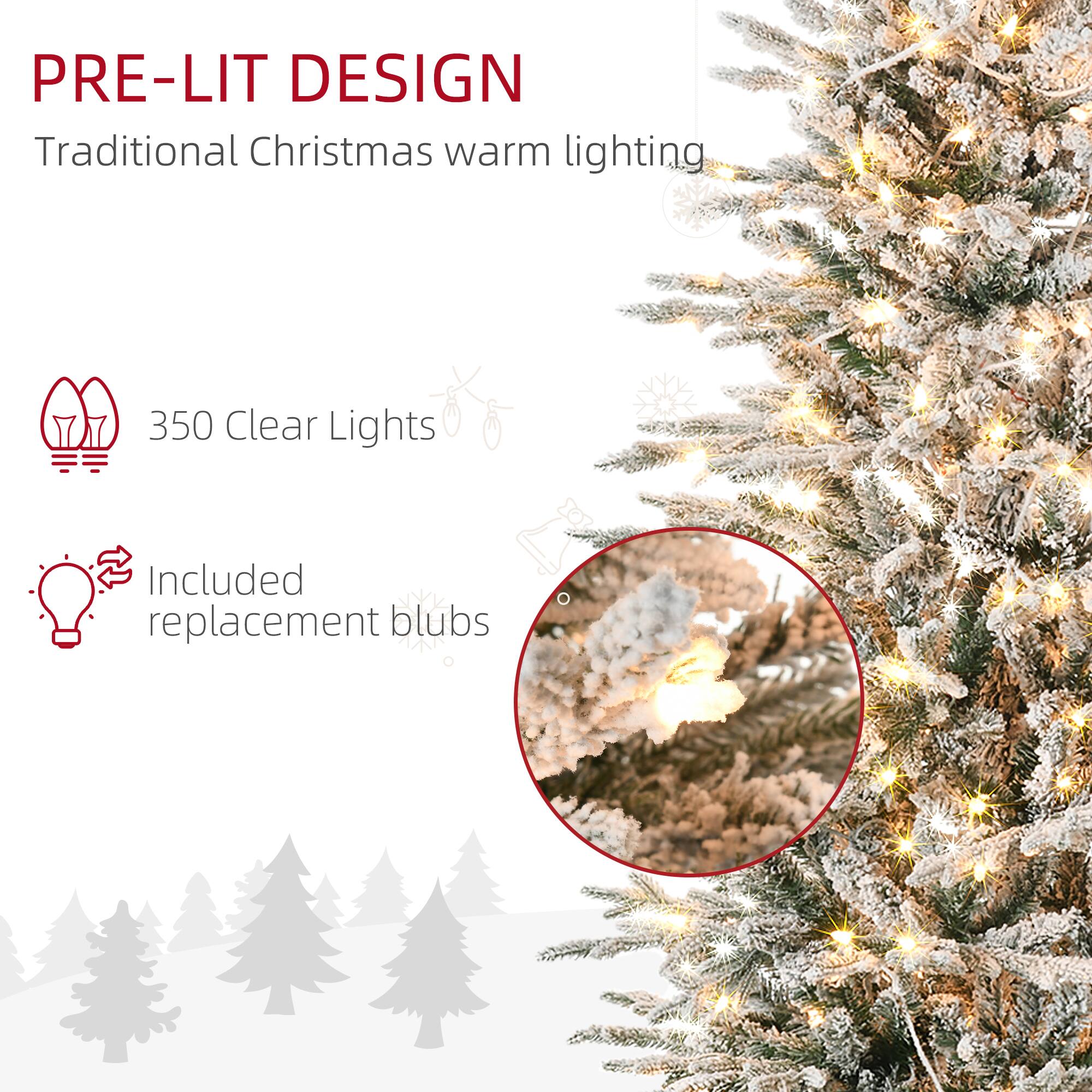 PRE-LIT DESIGN  
Traditional Christmas warm lighting  

350 Clear Lights  

Included replacement bulbs