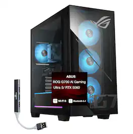 ASUS - ROG G700 Desktop PC (Ultra 5 225F, 32GB, 1TB SSD, GeForce RTX 5060, RGB KB, WiFi 6, Win 11 Pro) w/USB Hub - Black