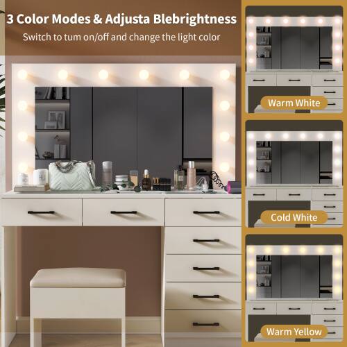 3 Color Modes & Adjustable Brightness  
Switch to turn on/off and change the light color  

- Warm White  
- Cold White  
- Warm Yellow