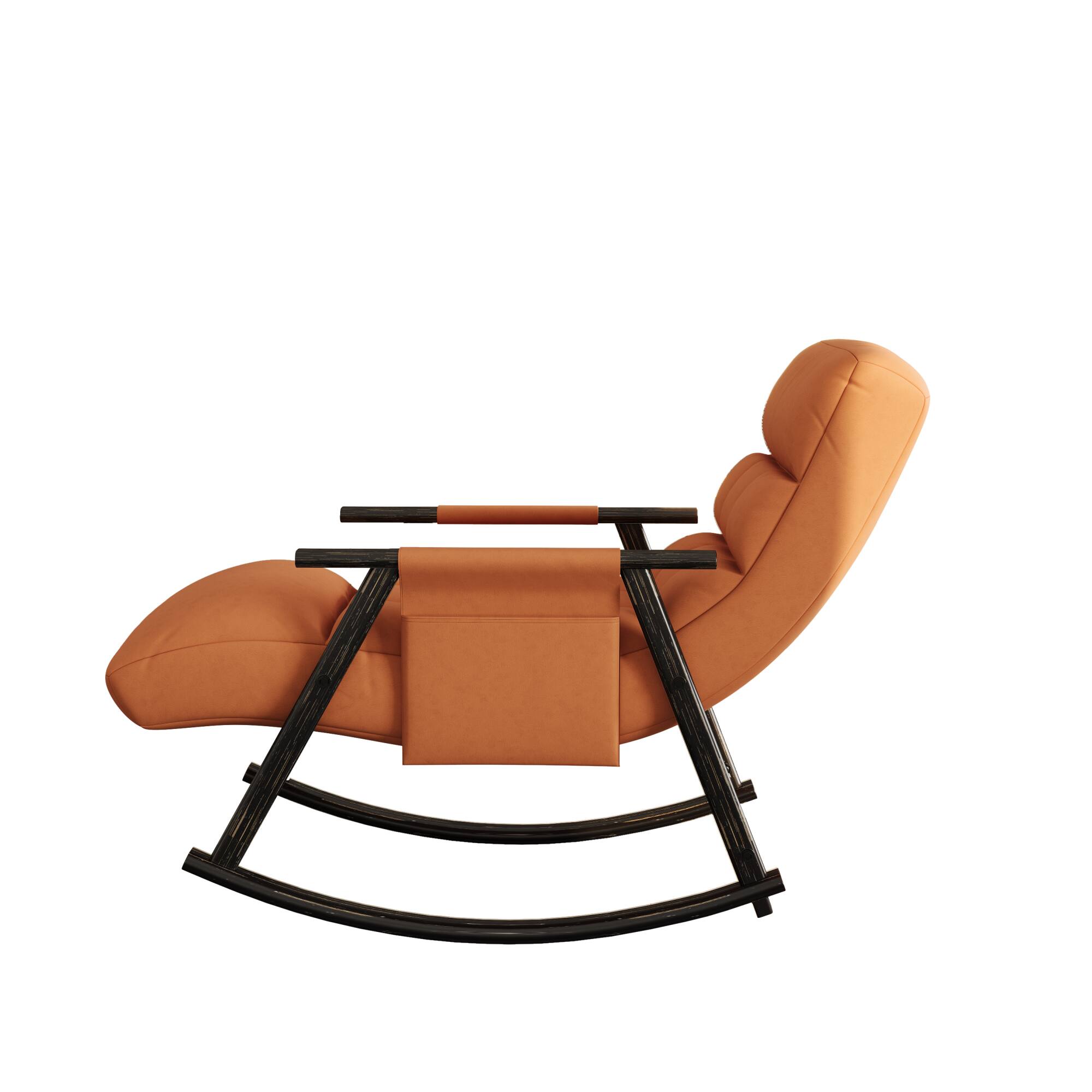 Alt View 6. GOODSILO - Adjustable High Back Casual Rocking Chair with Footrest and Side Pockets for Living Room Bedroom or Balcony - Orange.