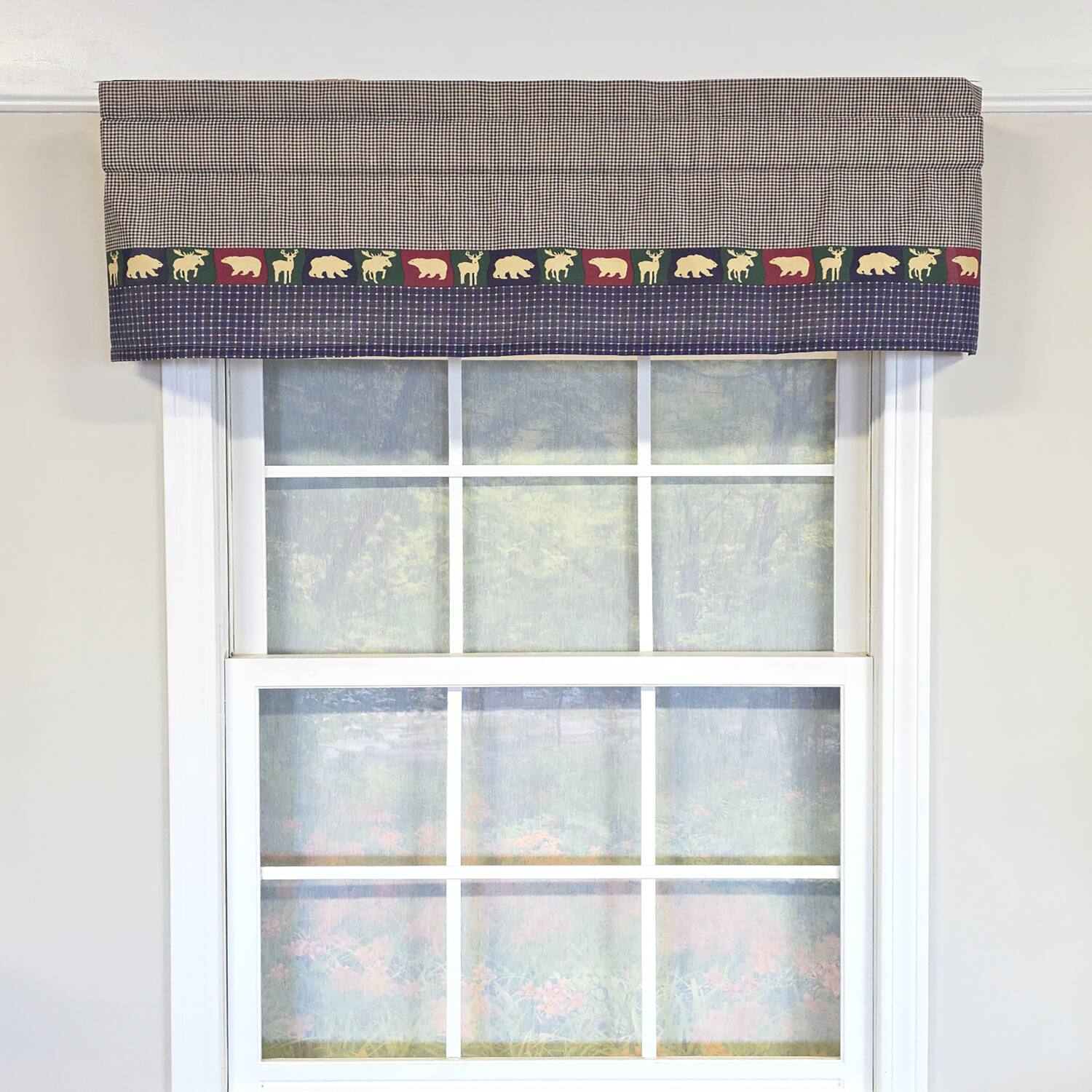 Angle. RLF Home - RLF Home 100% Cotton Cabin Tailored  Fully lined Windows Rod Pocket Valance 50" x 15"  Blue - Blue.
