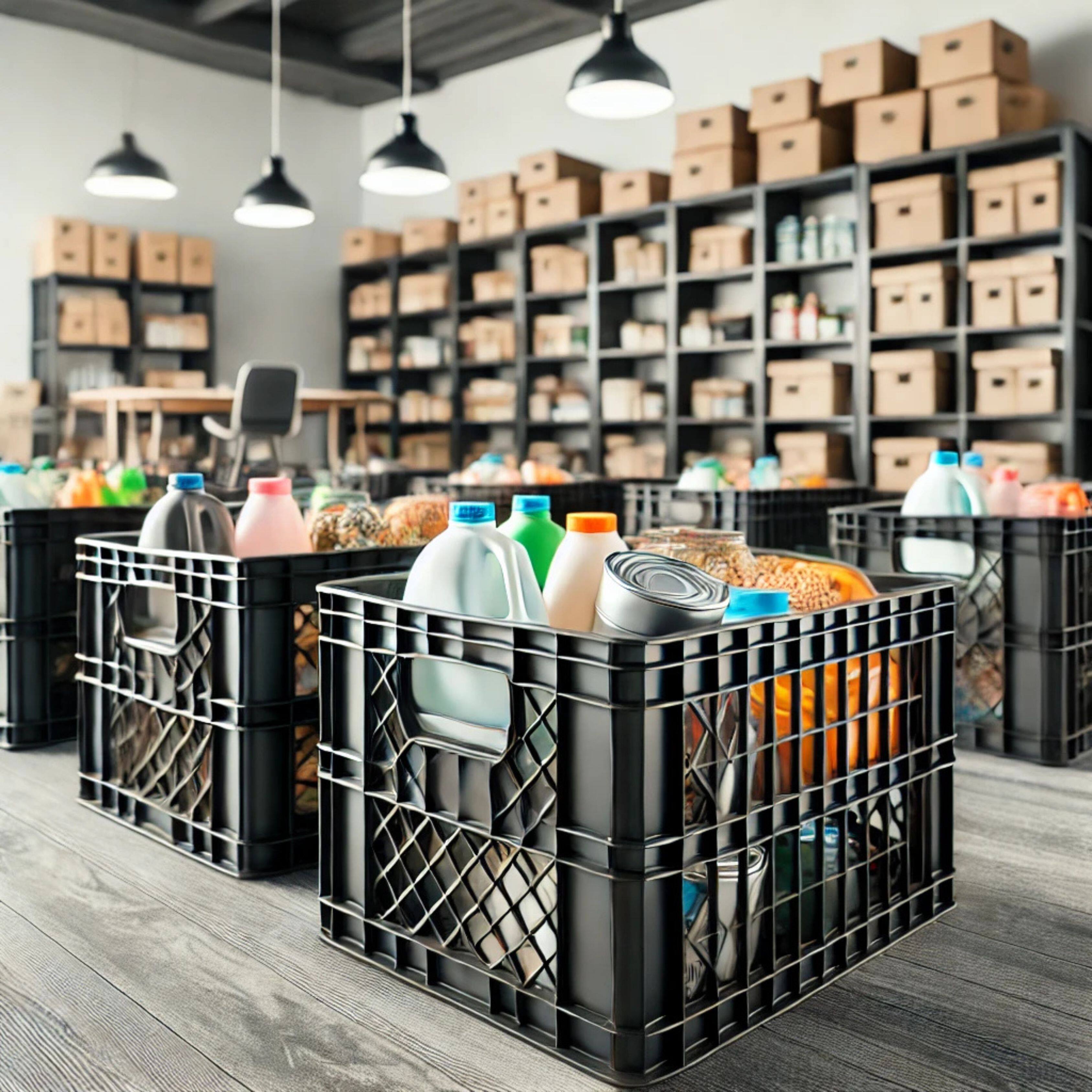 Alt View 1. CrateMate - CrateMate Heavy-Duty Black Milk Crates for Storage & Organization - USA Made, 13" x 13" x 11" 16 Qt.