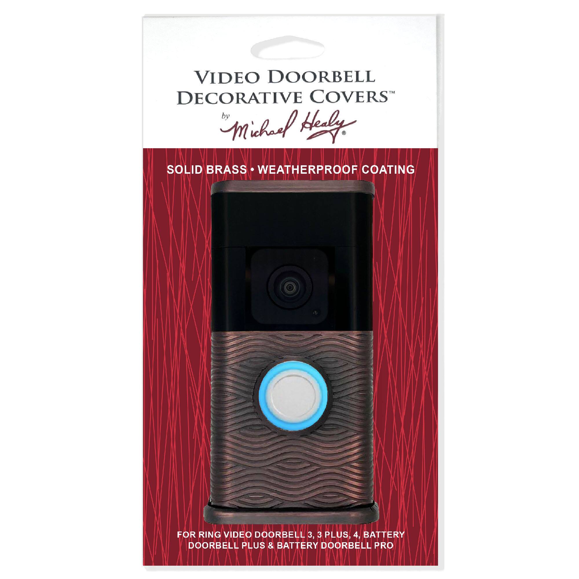 VIDEO DOORBELL DECORATIVE COVERS by Michael Hely - SOLID BRASS WEATHERPROOF COATING FOR RING VIDEO DOORBELL 3, 3 PLUS, 4, BATTERY DOORBELL PLUS & BATTERY DOORBELL PRO