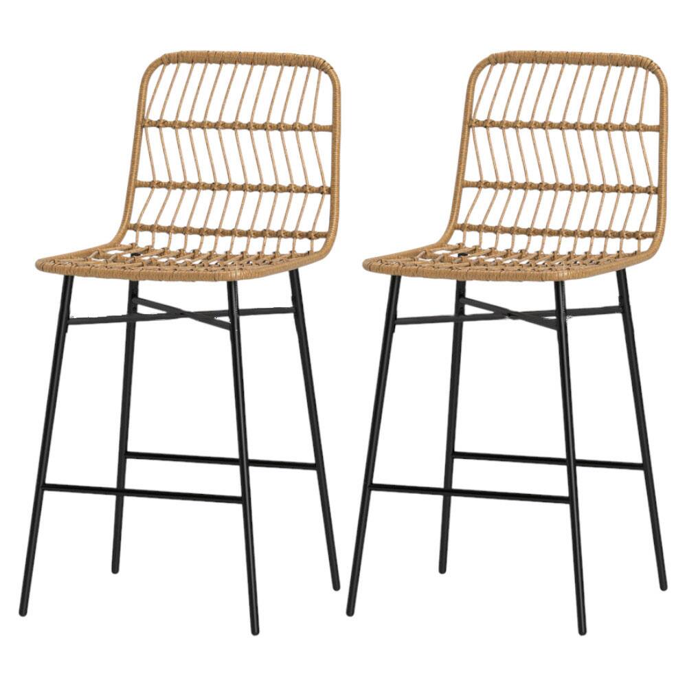 Front. SlickBlue - Height Adjustable Bar Stools Set of 2, Swivel Seat, Comfortable Footrest, Stylish Seating for Home or Bar - Brown, Black.