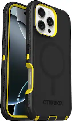 OtterBox - Defender Series Pro Hard Shell for MagSafe for Apple iPhone 16 Pro Max - Night (Black & Yellow)