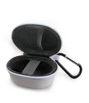 Front. CASEMATIX - Travel Case for Beats Solo Buds True Wireless Earbuds w/ Carabiner - White Headphones Storage Only - White.