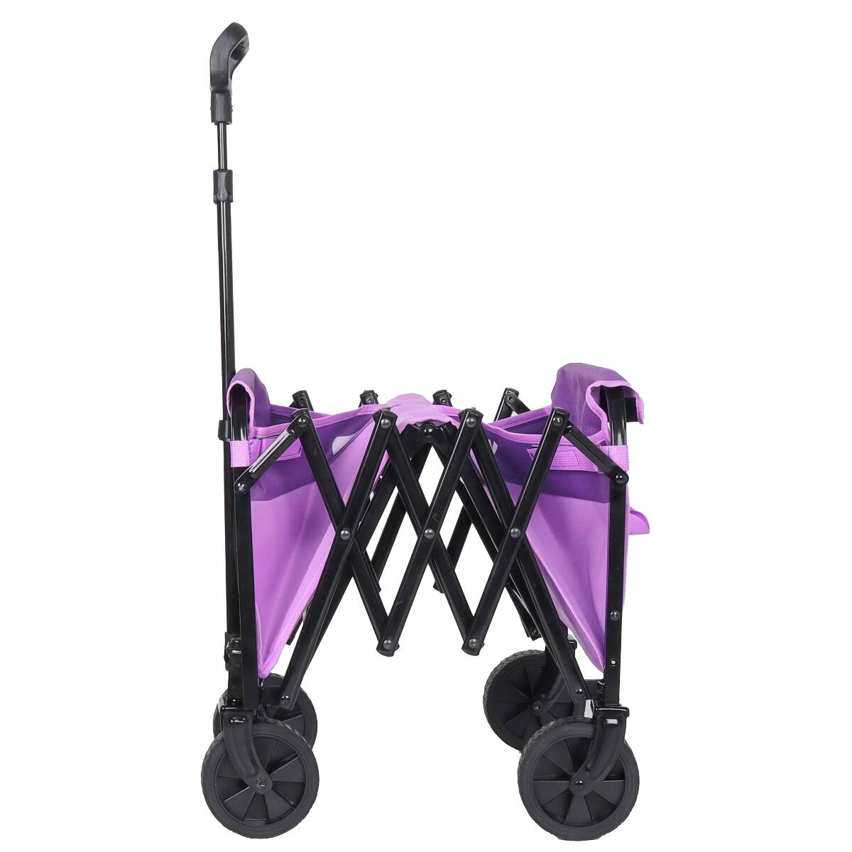 Alt View 7. Loheer - Loheer Lightweight Collapsible Wagon with Wheels, Foldable Utility Cart with 360 lb Capacity, Purple.