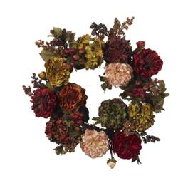 BreeBe - 22" Autumn Hydrangea Peony Wreath - NA