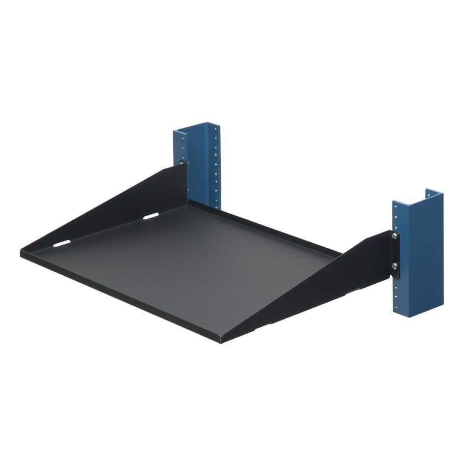 RackSolutions - 2U 2Post Cantilever Shelf 13in Depth (Flanged Up, Solid) - Black