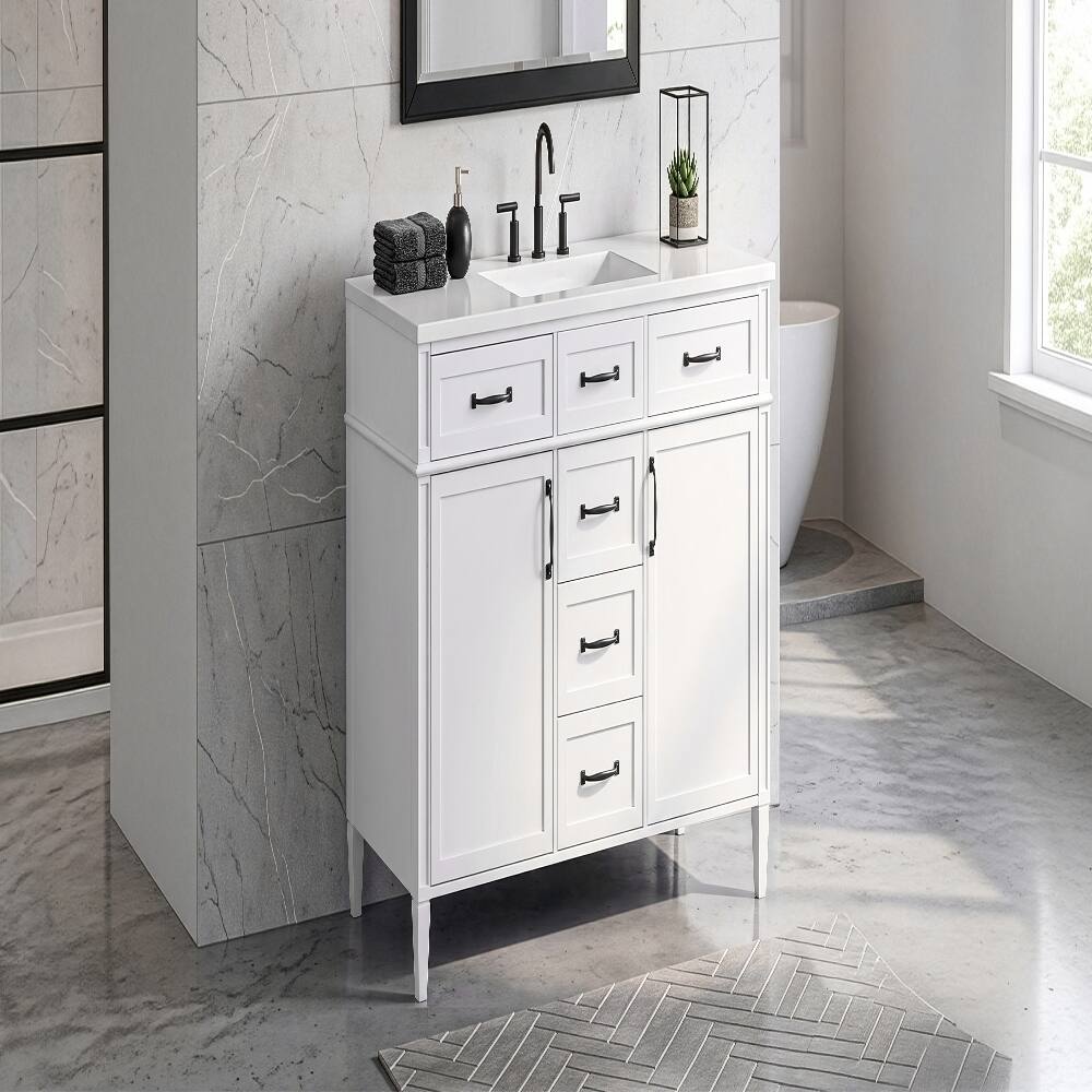 Alt View 1. Loheer - Loheer 48 inch bathroom vanity Freestanding Cabinet White - White.
