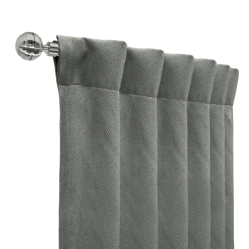Angle. Commonwealth Home Fashions - Thermalogic Galati Room Darkening Trendy Textured Herringbone Motif Dual Header Curtain Panel 52" x 108" Charcoal - Charcoal.