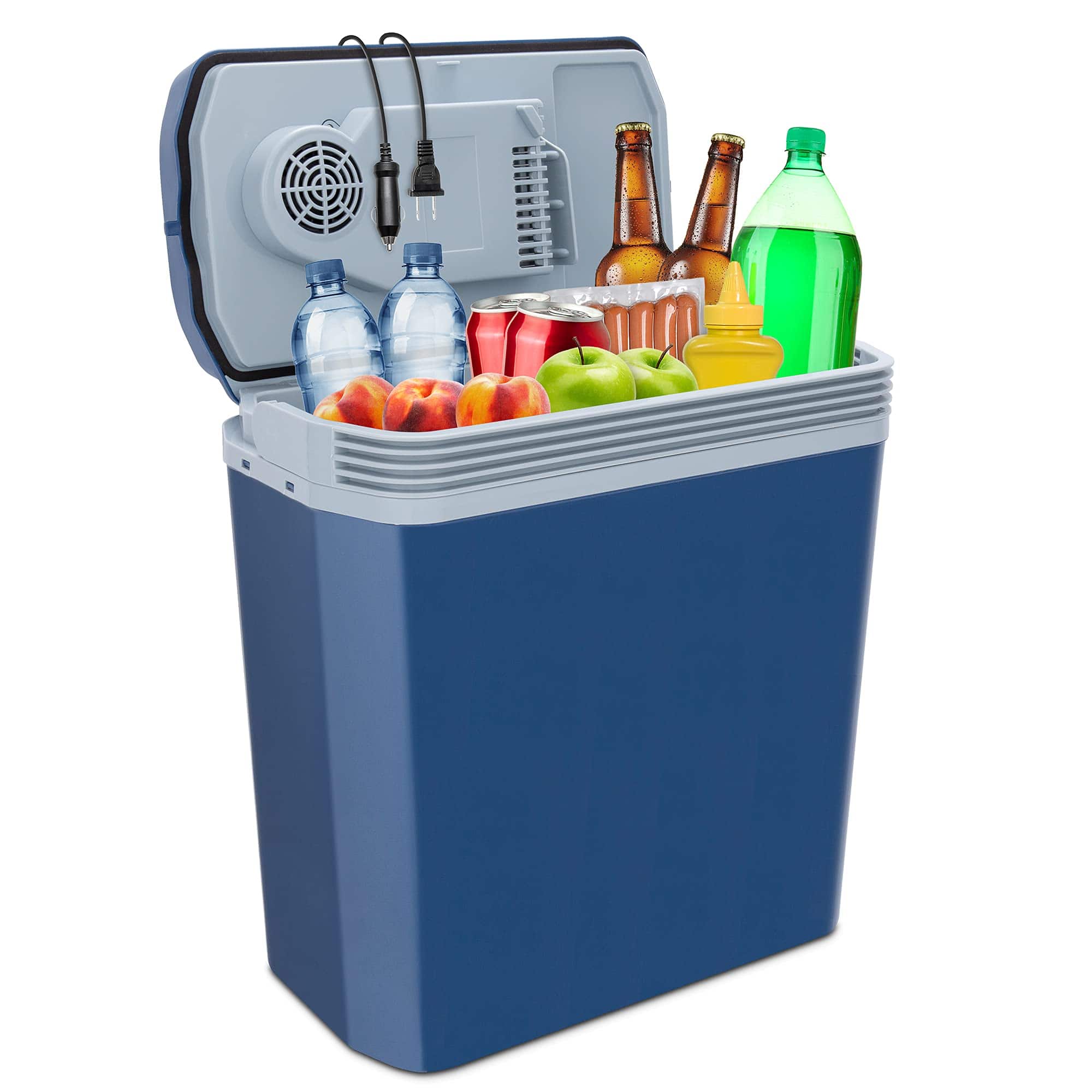 Ivation - Electric Cooler & Warmer, 24 L Portable Thermoelectric 12 Volt Cooler with Handle - Blue