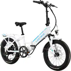 Lectric eBikes - XP3 Step-Thru Foldable Long-Range eBike: 65 miles Max Operating Range & 28 mph Max Speed - Unisize - White - Left_Zoom