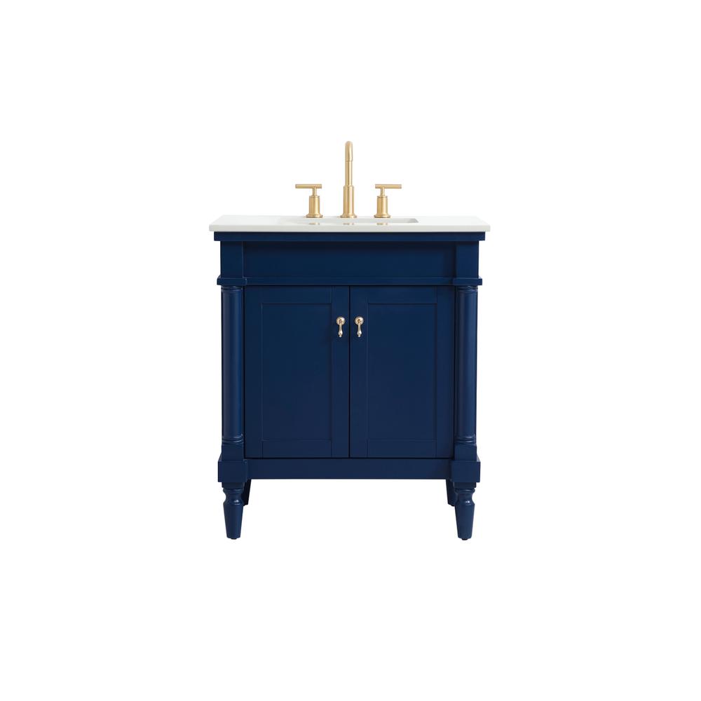 Alt View 10. Elegant Decor - 30 inch Single Bathroom vanity in Blue with ivory white engineered marble - Blue.