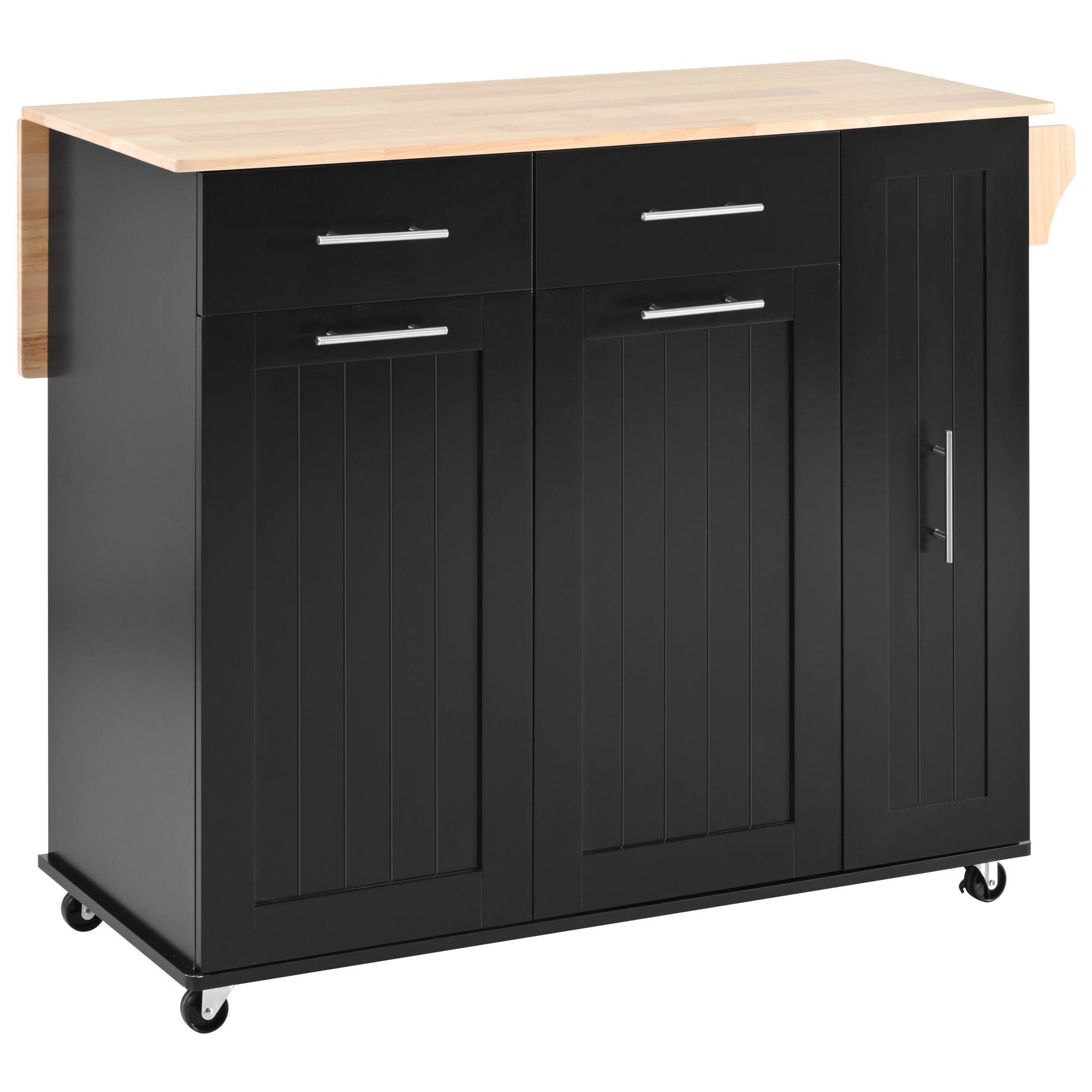 Alt View 5. Spaco - Spaco Rolling Kitchen Island Cart with 3 Tier Pull Out Organizer, 2 Drawers, Internal Storage, Towel Rack,Locking Wheels - Black.