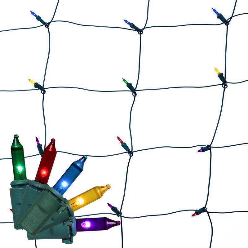 Angle. Celebrations - Celebrations Classic LED T5 Multicolored 100 ct Net Christmas Lights 4 ft..