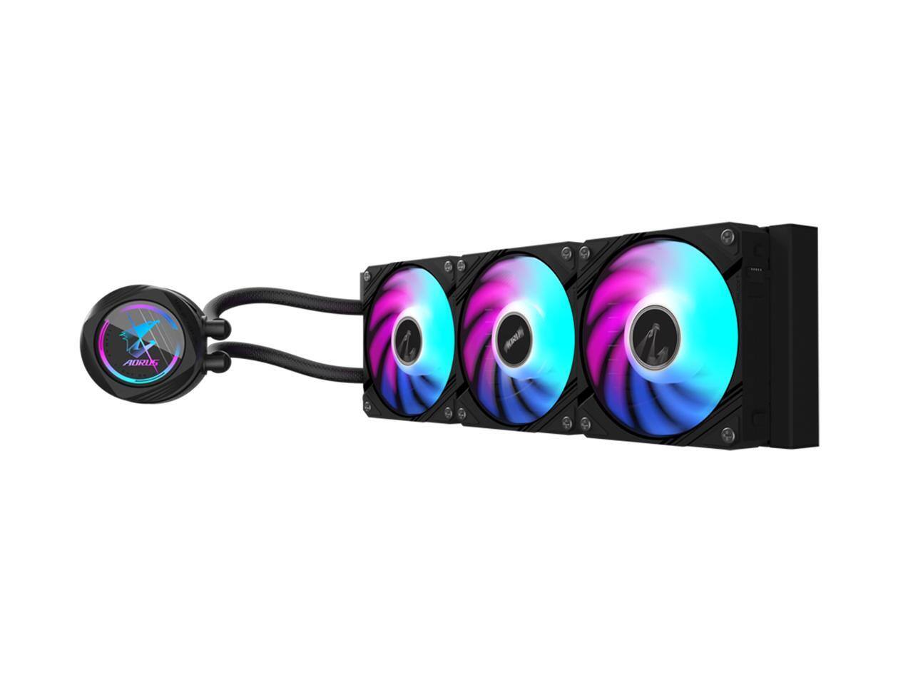 Alt View 1. GIGABYTE - AORUS WATERFORCE II 360, 360mm Radiator, 3x120mm ARGB Fans, LGA1700/1851/AM5 - ARGB.