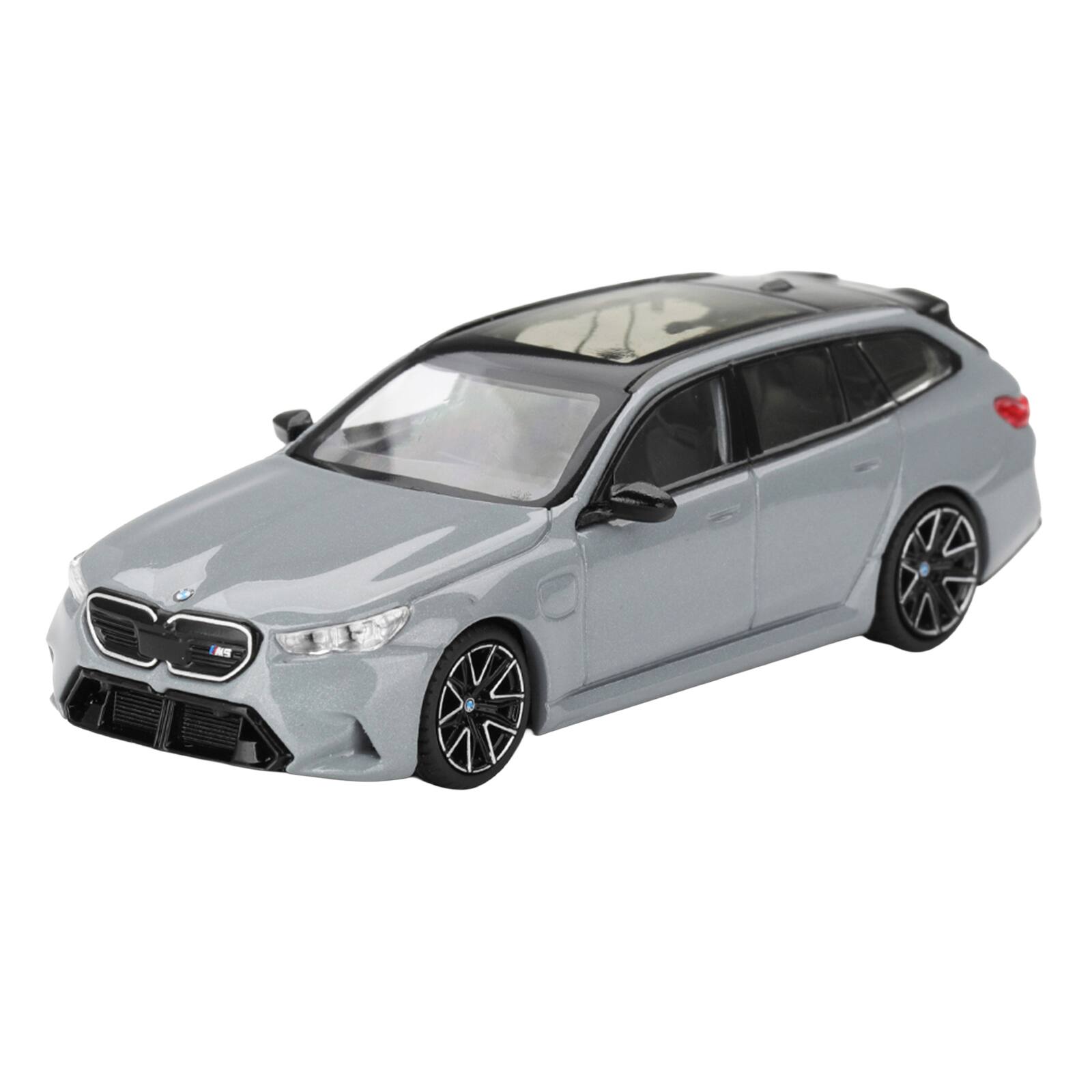Alt View 1. True Scale Miniatures - BMW M5 Touring Brooklyn Gray Metallic with Sunroof 1/64 Diecast Model Car by Mini GT.