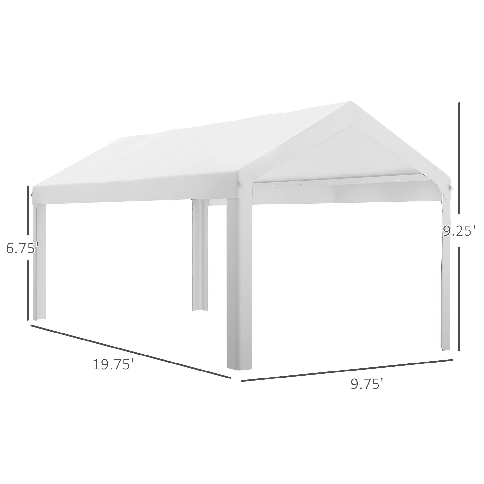 The dimensions of the table are 19.75" x 9.75" x 6.75".