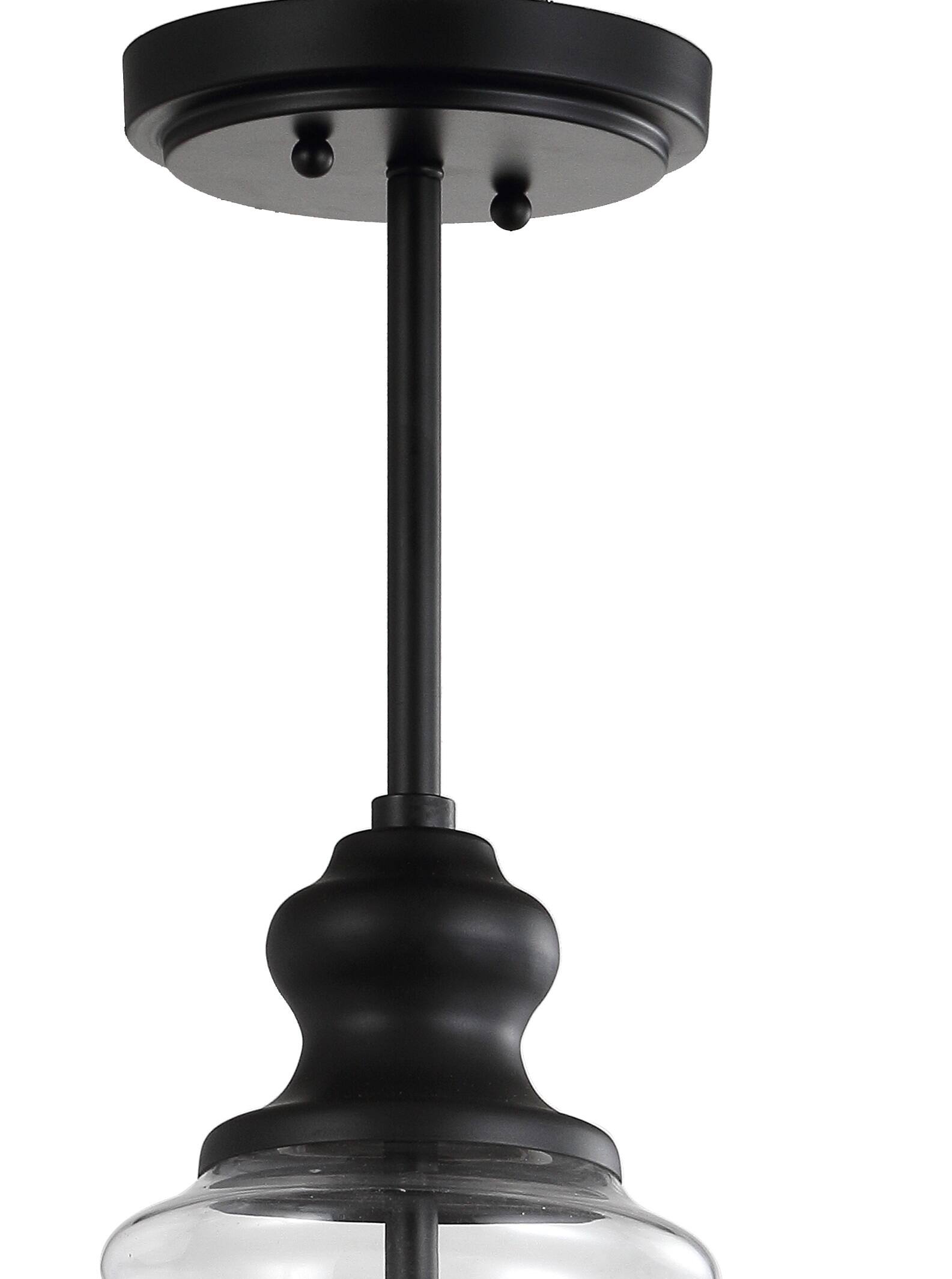 Alt View 4. Jonathan Y - Adam 12" Adjustable Metal/Glass LED Pendant, Oil Rubbed Bronze - Oil Rubbed Bronze.