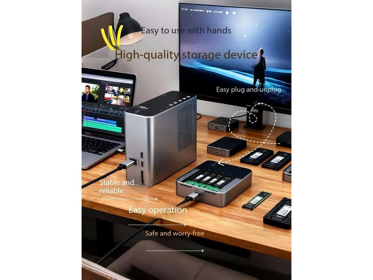 Easy to use with hands  
High-quality storage device  
Easy plug and unplug  
Stable and reliable  
Easy operation  
Safe and worry-free