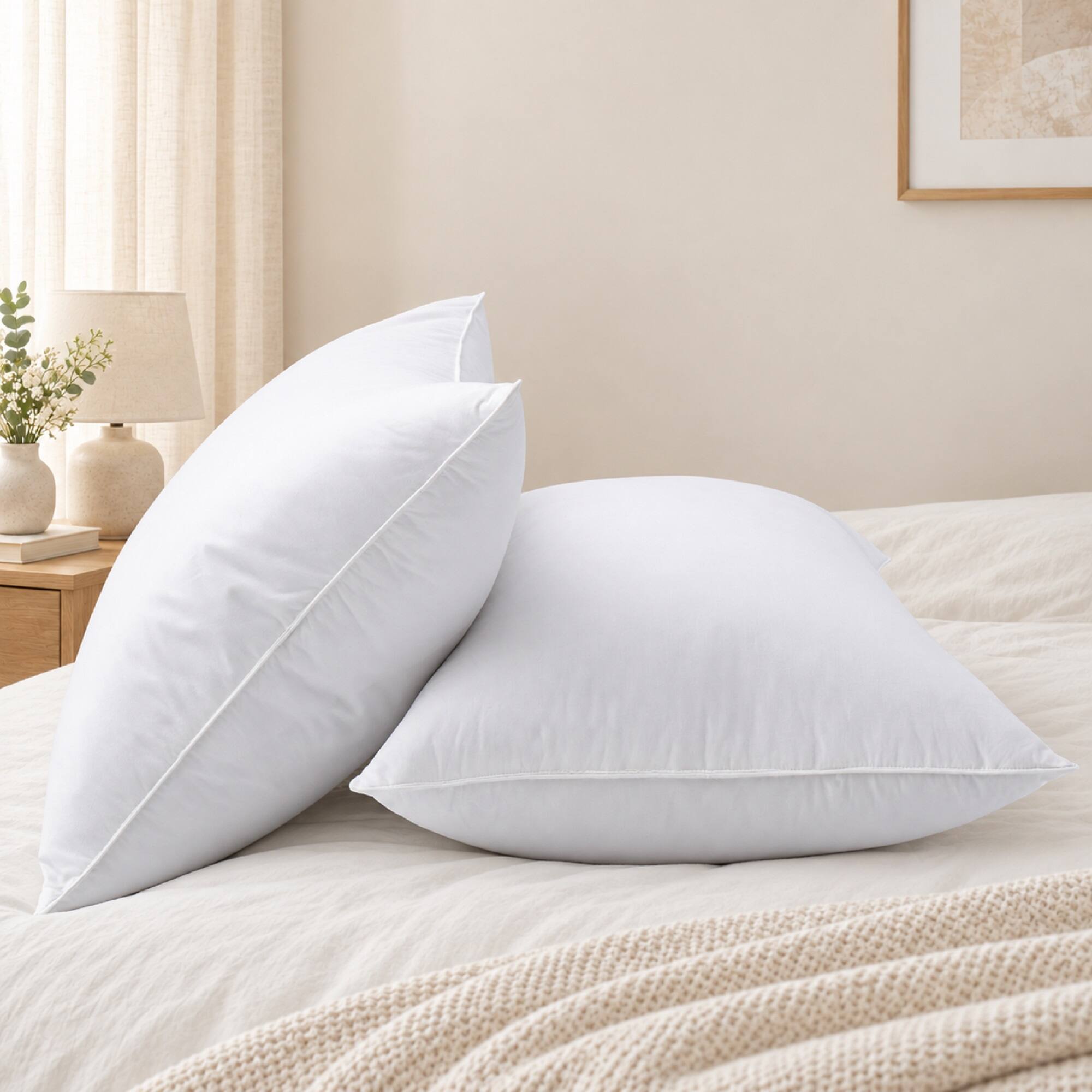 Angle. Peace Nest - Peace Nest 100% Cotton White Goose Feather Down Pillows - White.