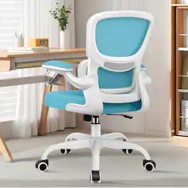 KERDOM - Ergonomic Office Chair with Flip-up Arms, Breathable Mesh High Back Home Computer Chair with Lumbar Support, Desk Chair - Blue