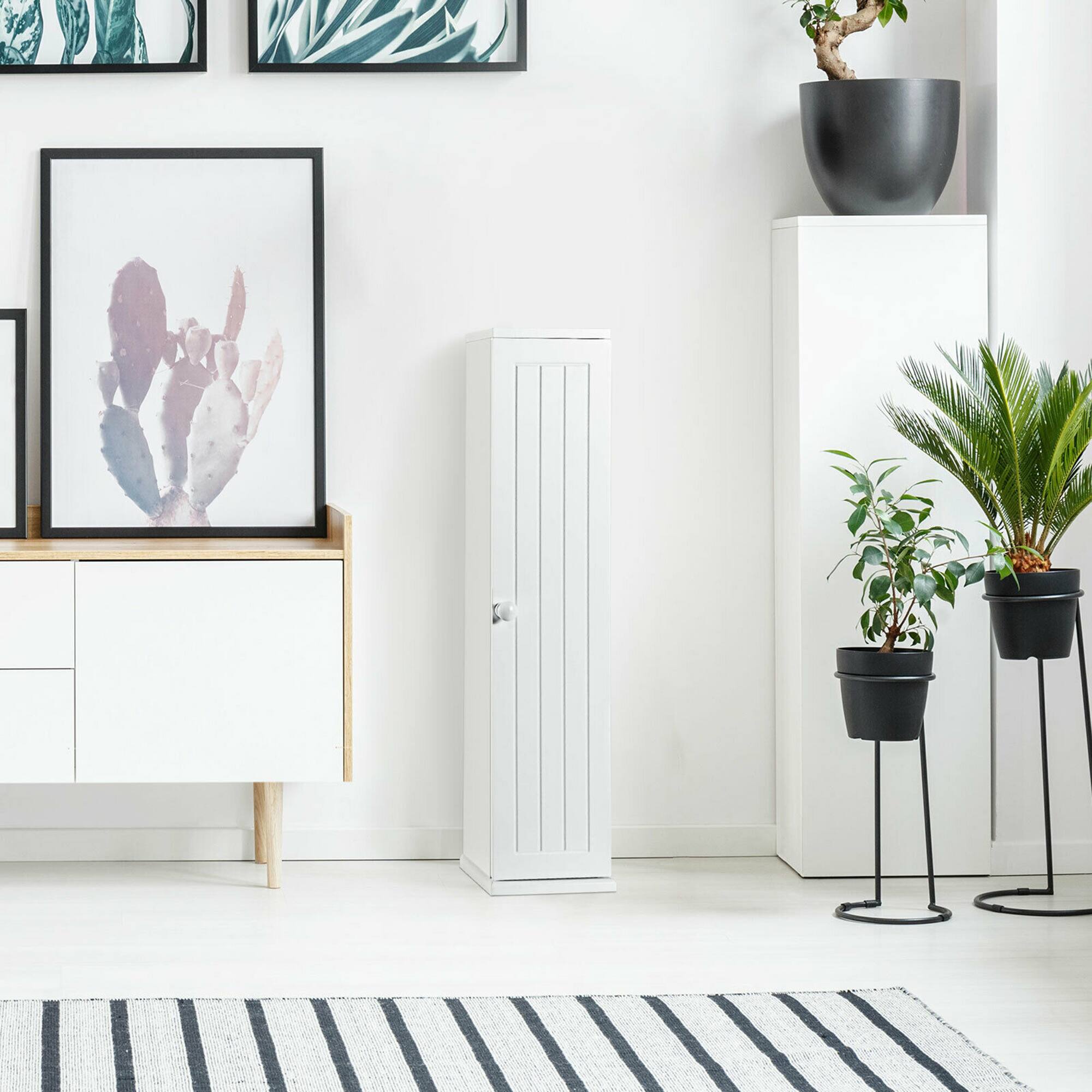 Alt View 3. Gymax - Gymax Toilet Tissue Storage Tower Bathroom Storage Floor Cabinet w/ 4 Shelves - White.