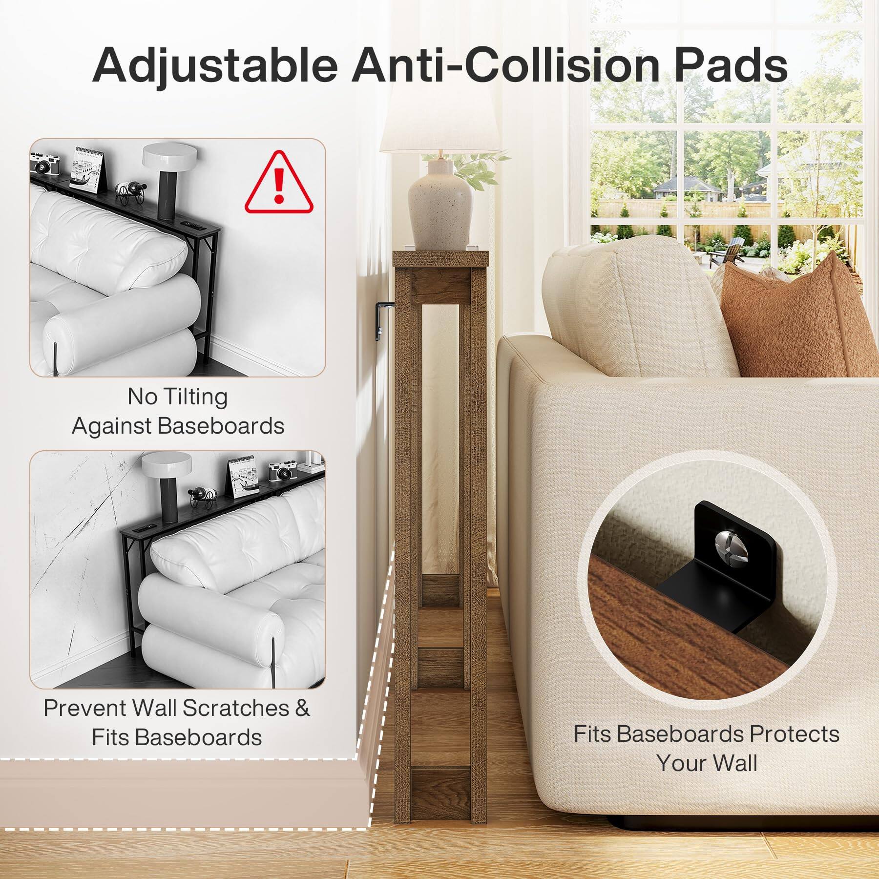 Adjustable Anti-Collision Pads

No Tilting Against Baseboards

Prevent Wall Scratches & Fits Baseboards

Fits Baseboards Protects Your Wall