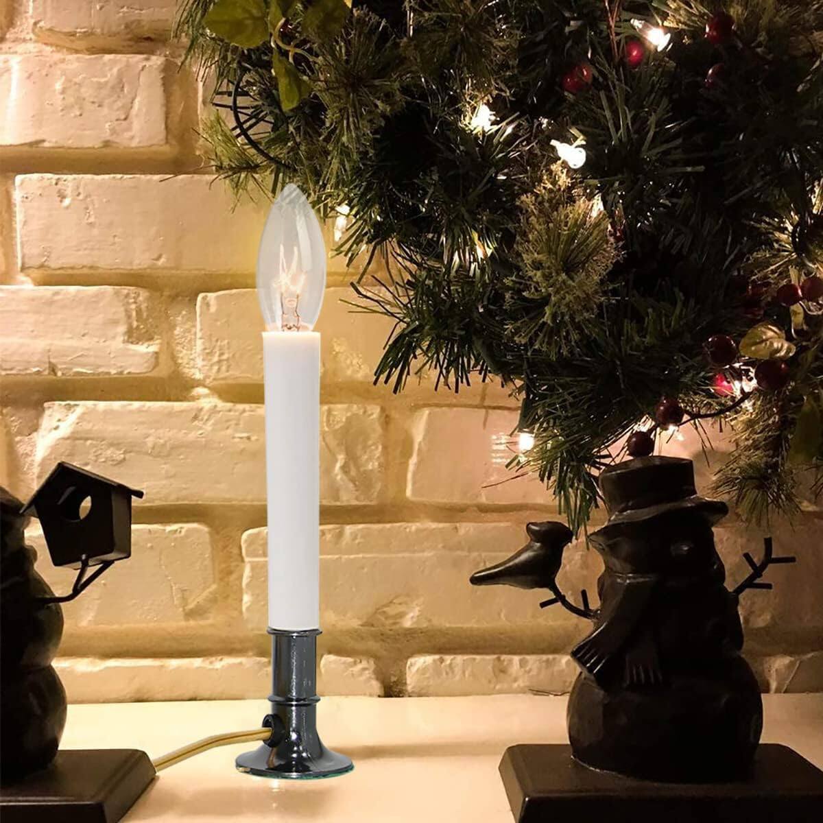 Back. RTMB - 4 Pack Electric Christmas Window Candles with Nickel Base & 7W Bulbs.