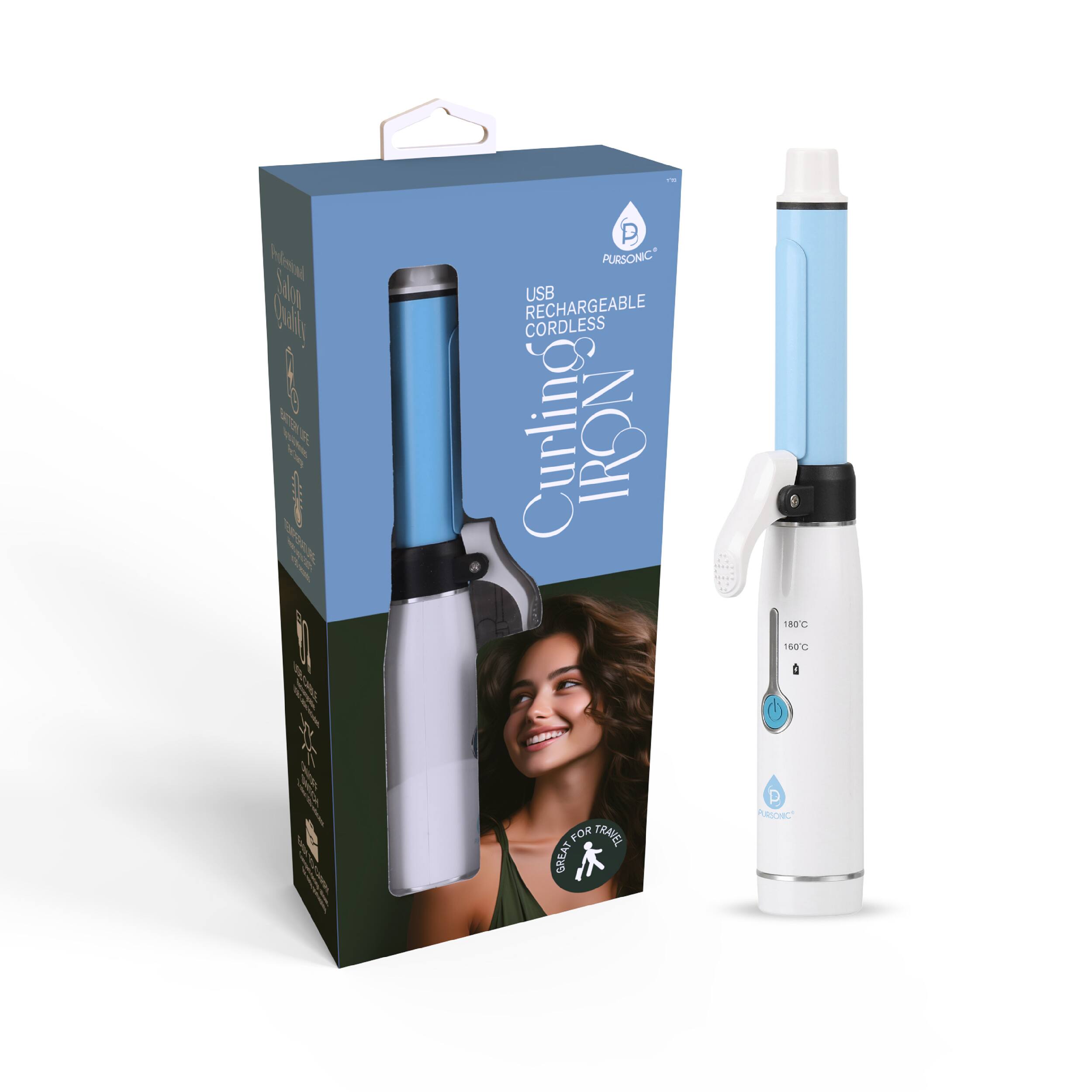 PURSONIC  
USB RECHARGEABLE CORDLESS Curling IRON  
180°C 160°C  
FOR TRAVEL