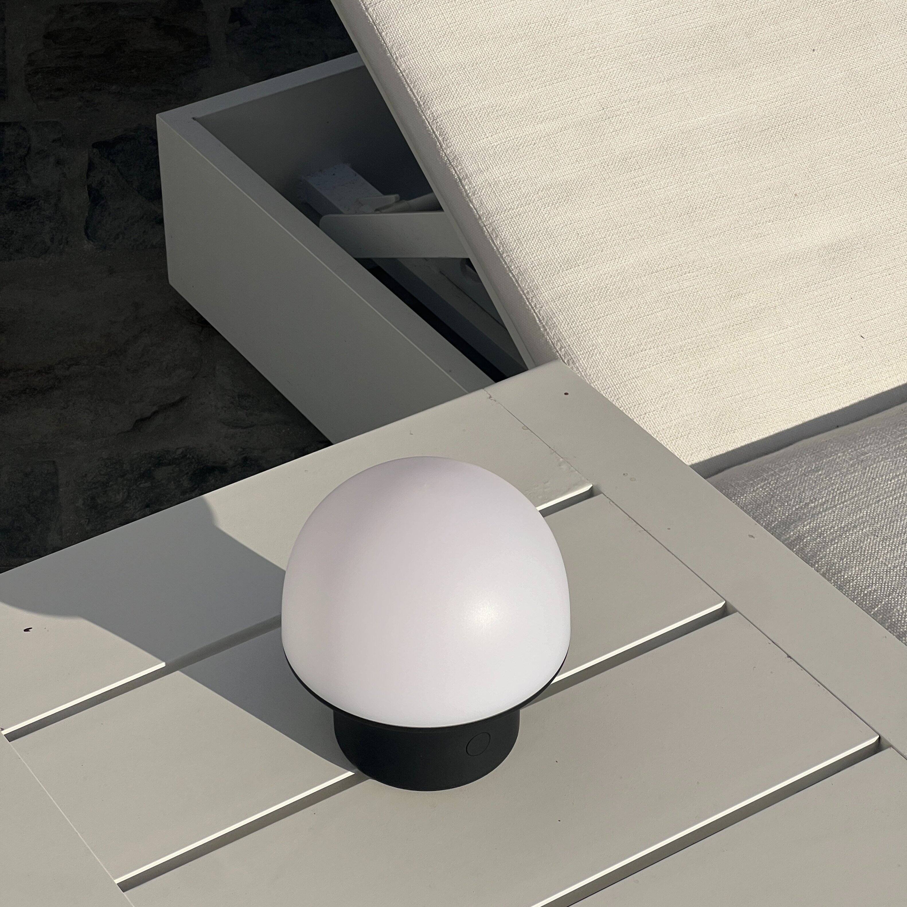 Alt View 5. Brightech - Portobello LED Modern Industrial Round Dome Dimmable Cordless Portable Indoor Outdoor Rechargeable Camping Desk Lamp - Classic Matte Black.