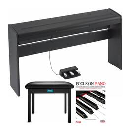 Korg - LP180 88 Key Lifestyle Piano (Black) with Piano Bench and Focus Piano Book