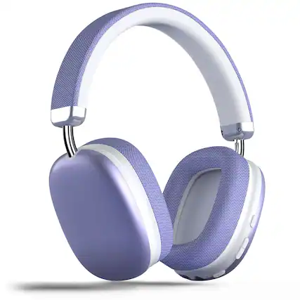 Front. VEAT00L - SY-BT1632 Purple Over-Ear Bluetooth Headphones: 40mm Bass Driver, Bluetooth 5.3 Dual-Mode, 40hr Battery, Comfort Fit - Purple.