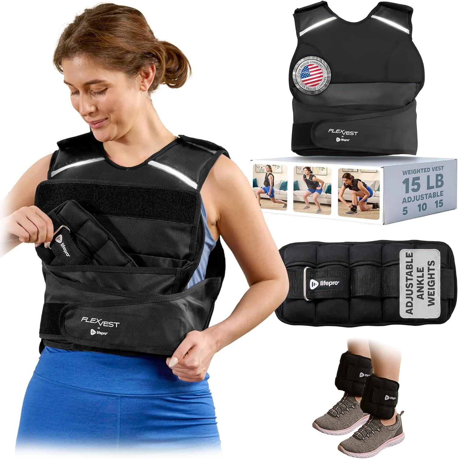 IATAOOD CHAPANT LTA KEOd SoMPAN FLEXEST - WEIGHTED VEST 15 LB ADJUSTABLE 15 5 10 BEGLO FLEXEST EST Sget I. lifepro ADJUSTABLE ANKLE WEIGHTS