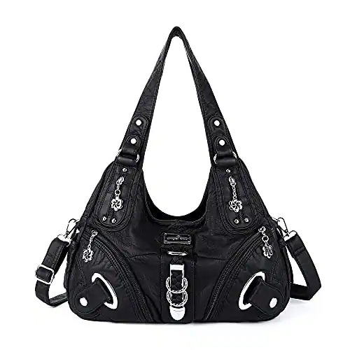 Front. DORLUKFU - Angelkiss Hobo Purses and handbags for Women Satchel Handbag Women Purses Large Daily Shoulder Bags - Black.
