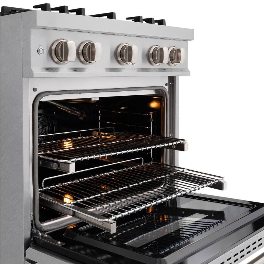 ZLINE 30 in. Classic Satin Steel Stainless Gas Range w/ Convection Oven ...