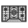 COSMO - COS-CTGV305SS 30 in. Vista Collection Drop-in Gas Cooktop with 5 Burners, Metal Knobs, Cast Iron Grates, Stainless Steel - Stainless Steel