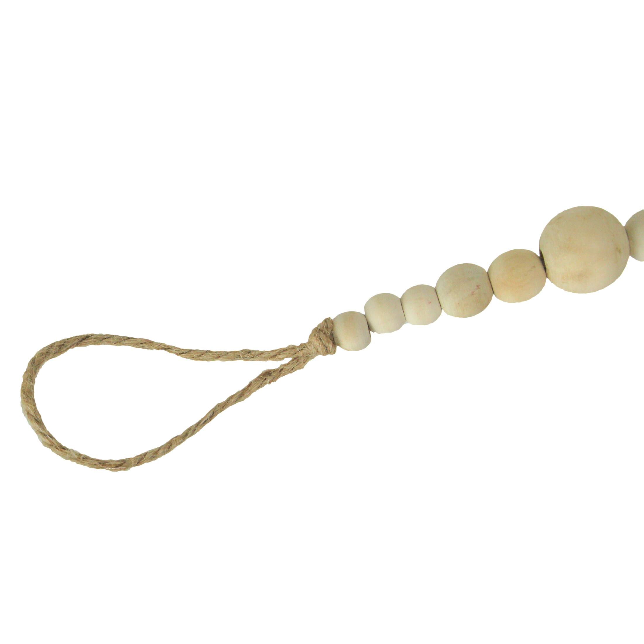 Alt View 2. PD Home & Garden - Bohemian Style Wooden Bead and Jute Rope Tassel Hanging Garland Boho - Tan.
