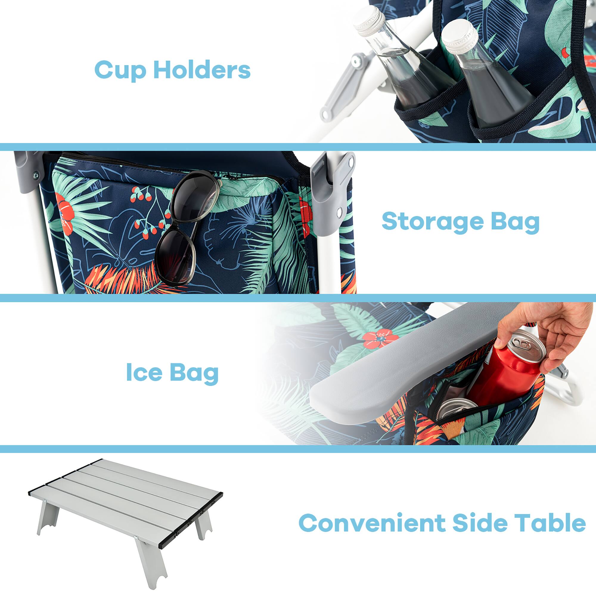 Cup Holders  
Storage Bag  
Ice Bag  
Convenient Side Table