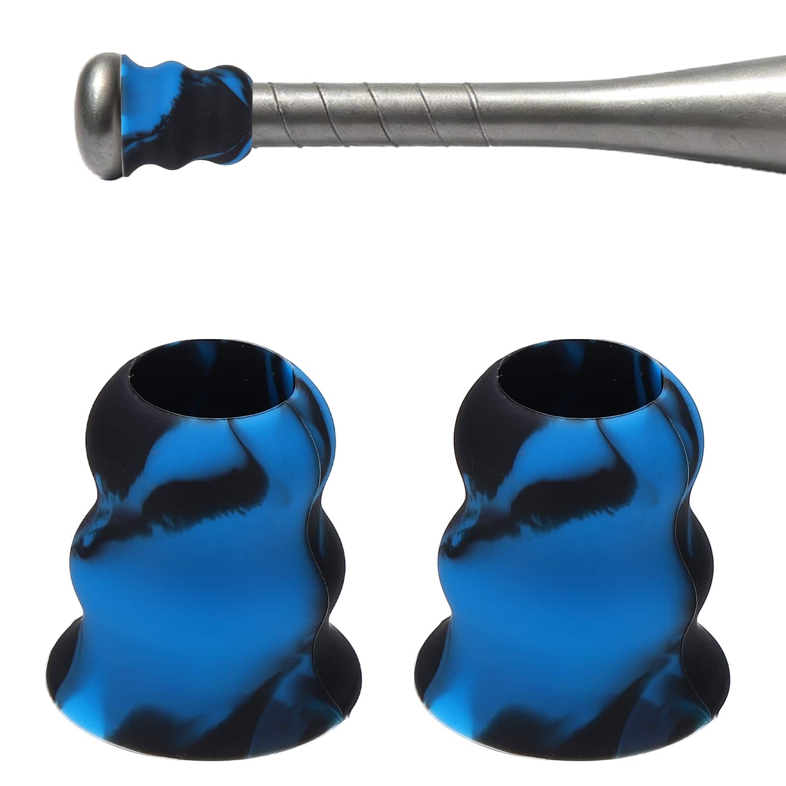 Unique Bargains - Bat Taper, Knob Taper Silicone Non-slip Ergonomic Grip, Easy Installation 2pcs - Fits Most Softball/Baseball Bats - Blue-Black