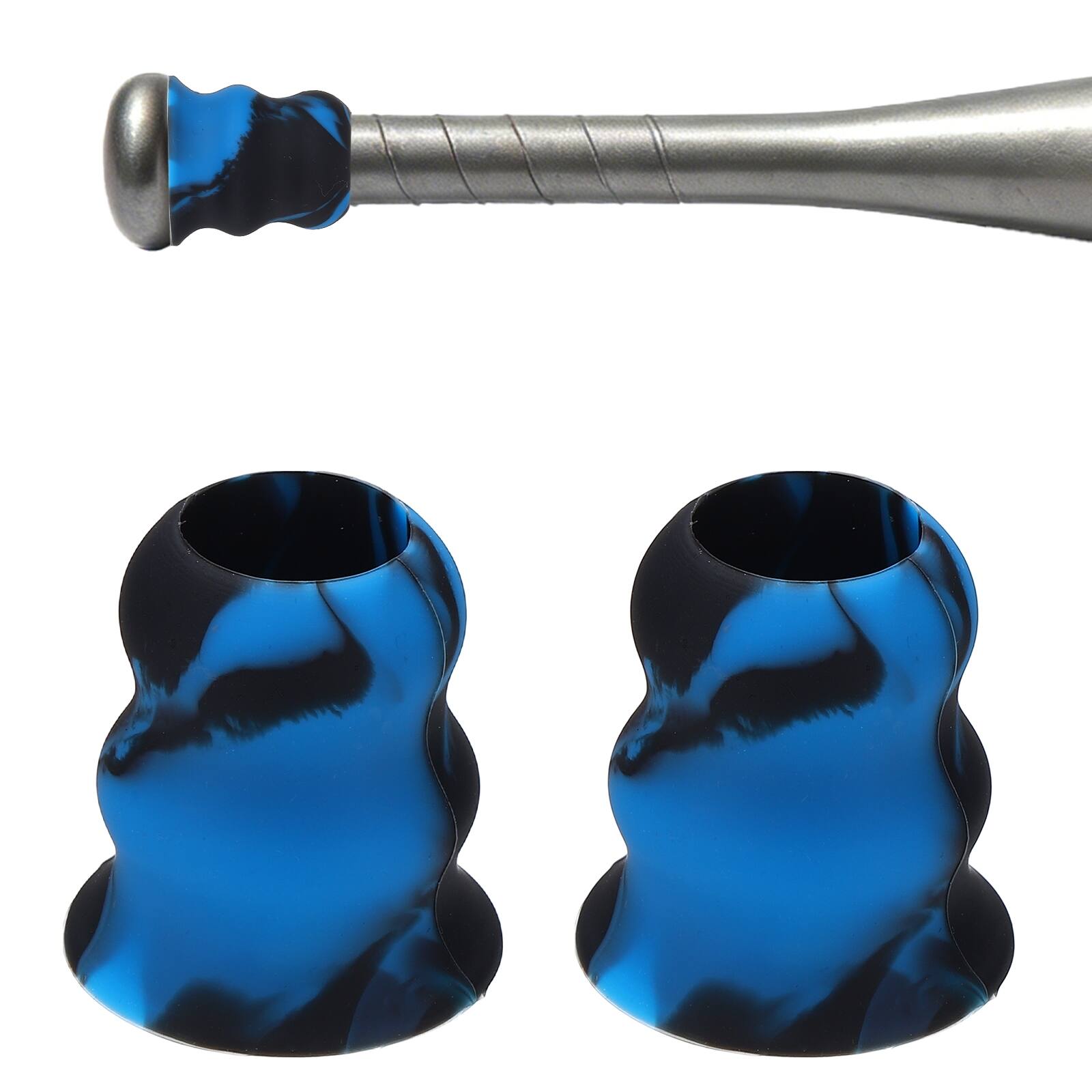 Front. Unique Bargains - Bat Taper, Knob Taper Silicone Non-slip Ergonomic Grip, Easy Installation 2pcs - Fits Most Softball/Baseball Bats - Blue-Black.