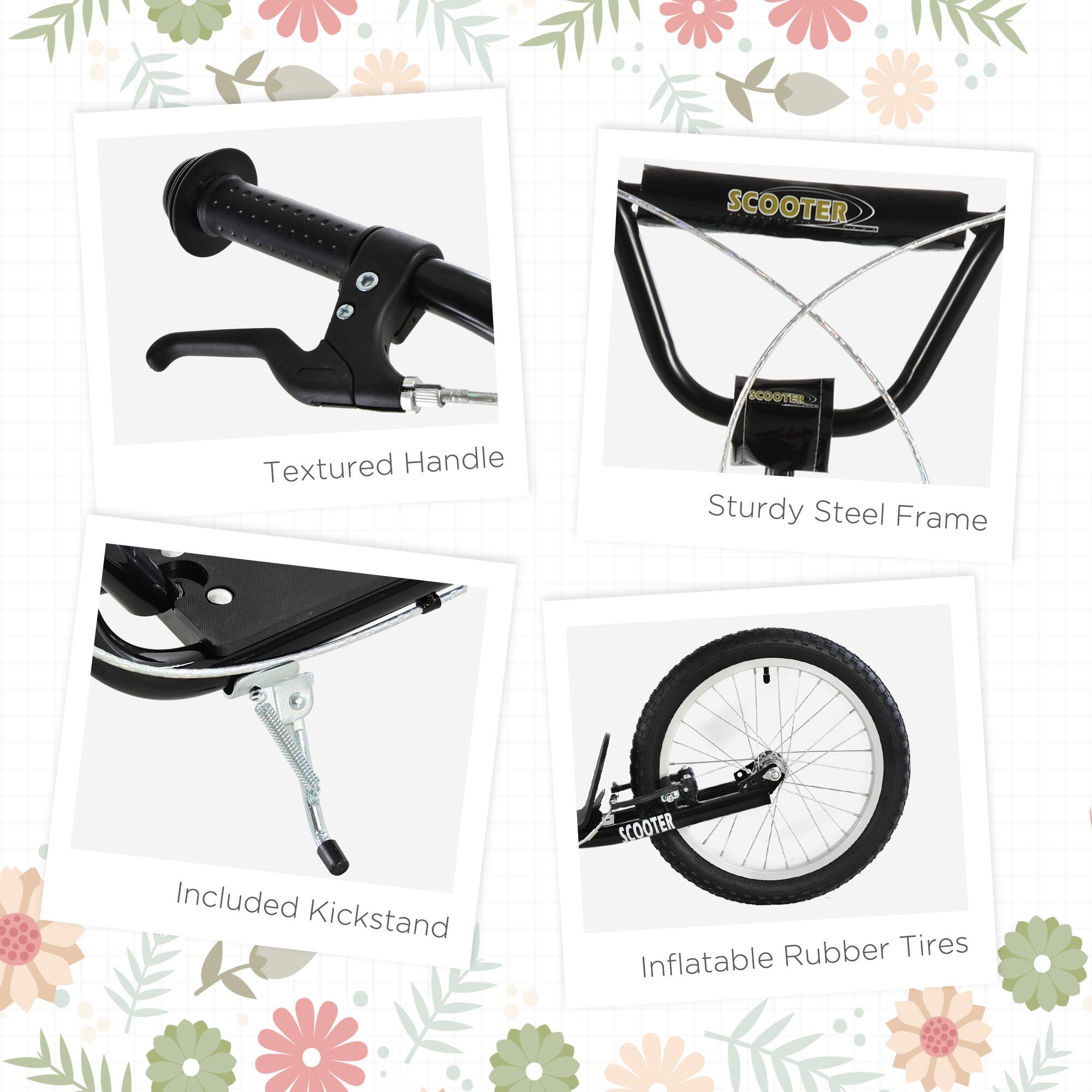 - Textured Handle
- Sturdy Steel Frame
- Included Kickstand
- Inflatable Rubber Tires