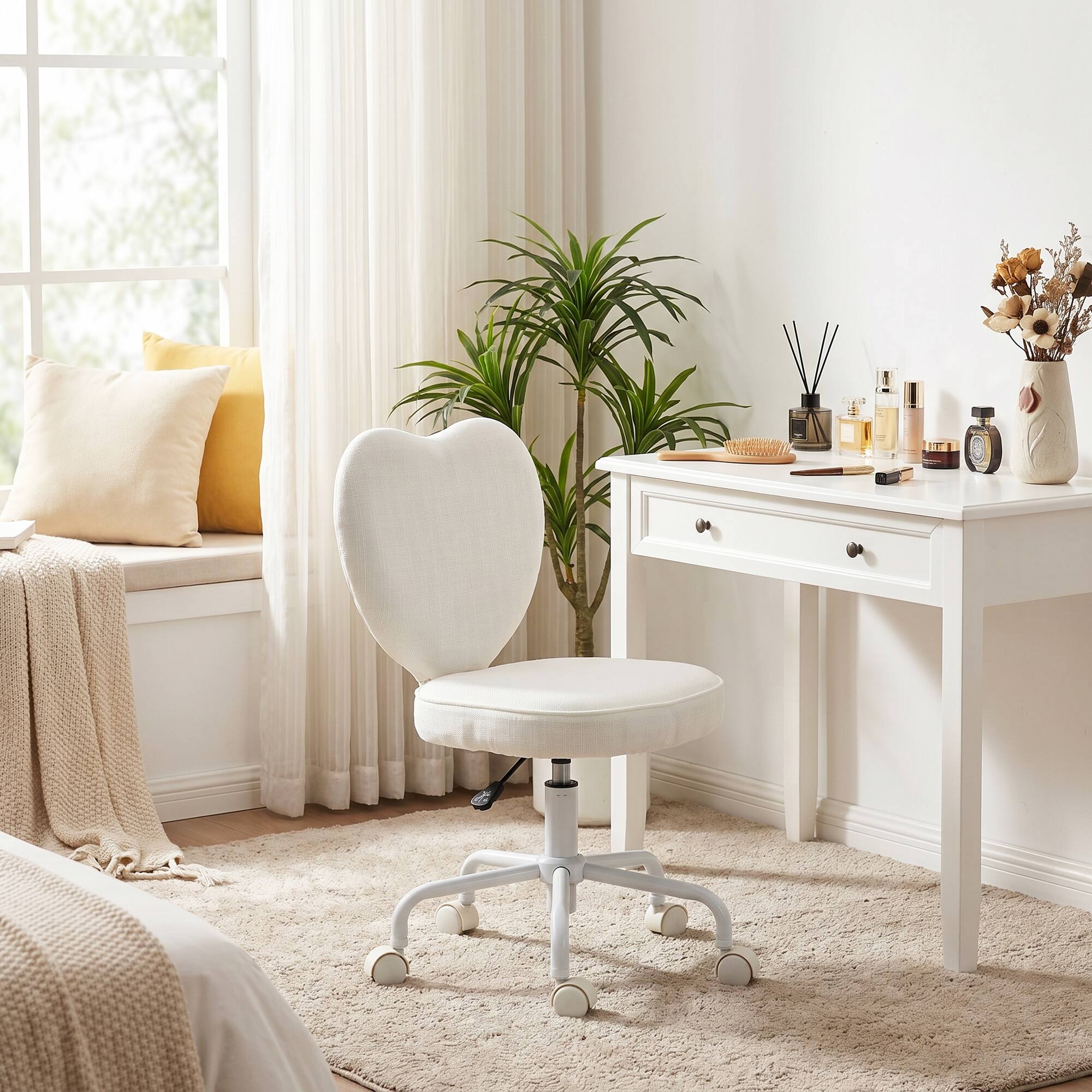 Alt View 7. Homcom - Love Shaped Back Design Vanity Chair - White.