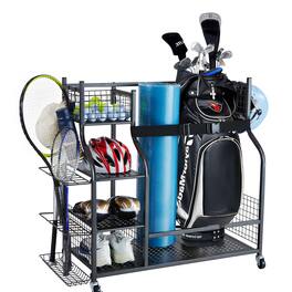 VEVOR - Golf Storage Garage Organizer, 2 Golf Bag Stand Holder and Other Sports Equipment Storage Rack - Black