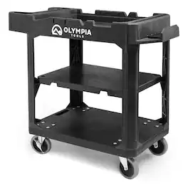 Olympia Tools - 2-in-1 Heavy Duty Utility Work Cart Rolling Tool Cart with Wheels - Black